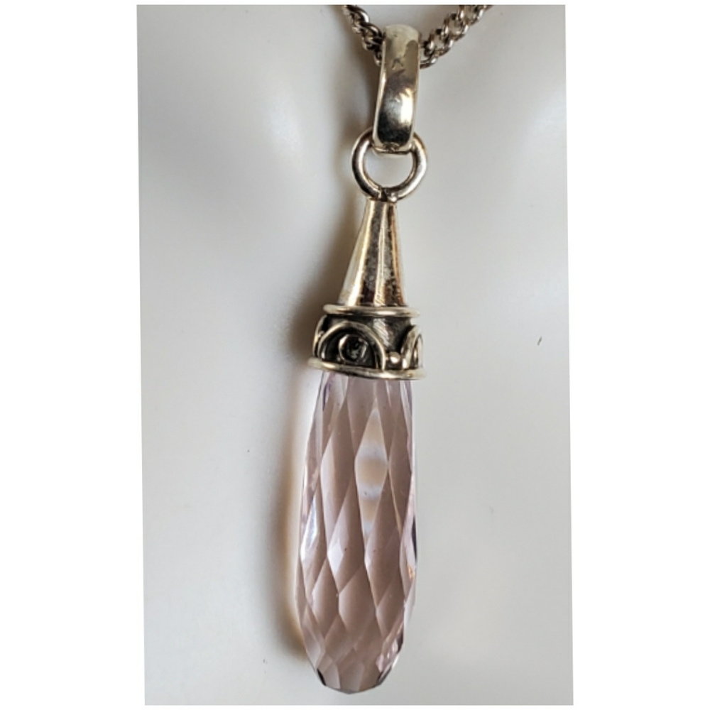 10ct Pink Kunzite Cabriolet Multi-Faceted Pendant/Necklace
